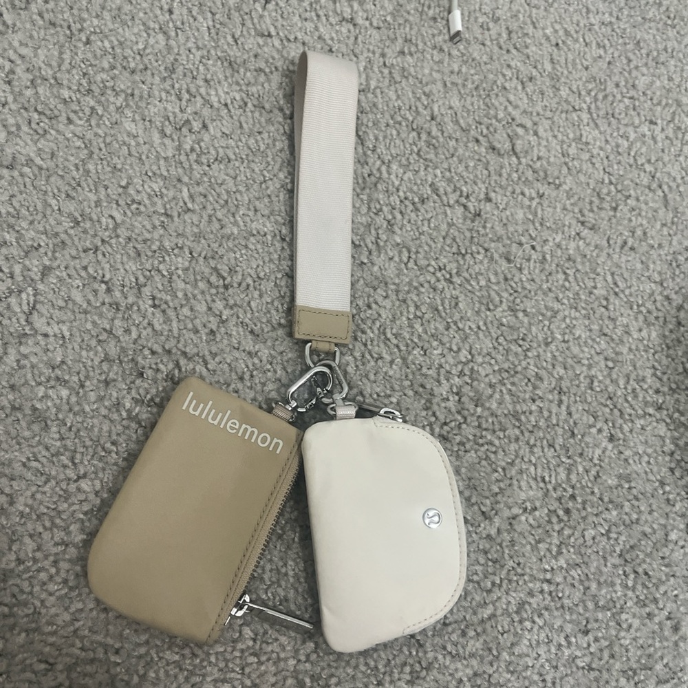 Lululemon Athletica Key & Card Holder Set - Tan and Cream
